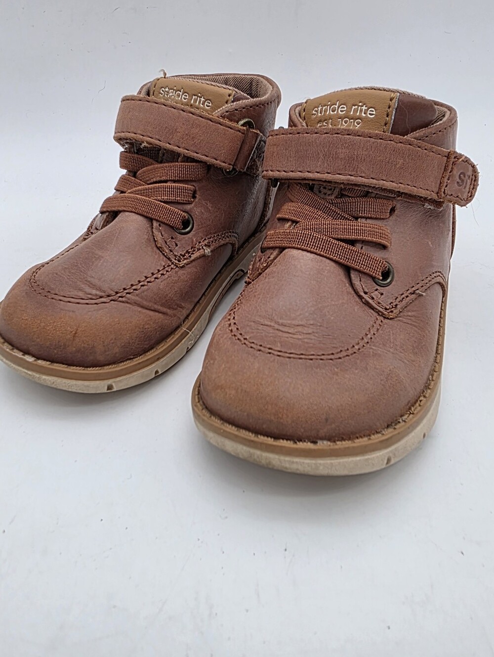 Stride Rite SRT Quinn Boys Tan/Brown Toddler Leather Boots 6.5W